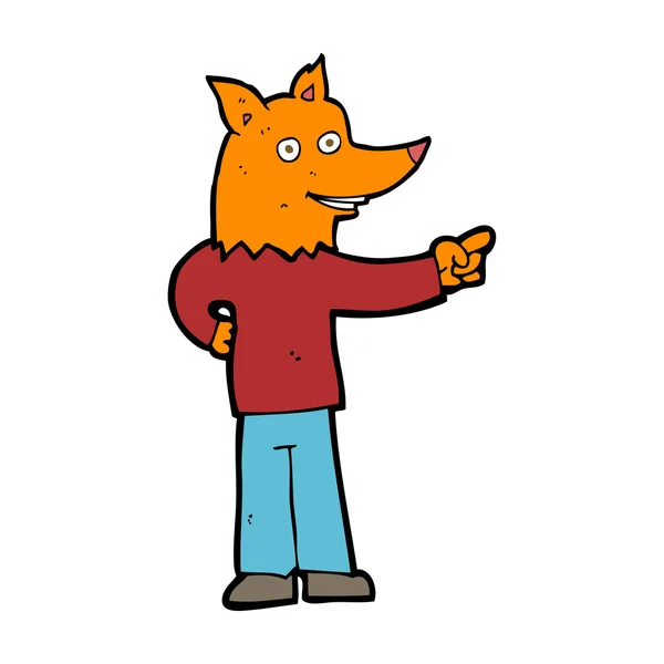 Καρτούν αλεπού άνθρωπος δείχνει — Διανυσματικό Αρχείο