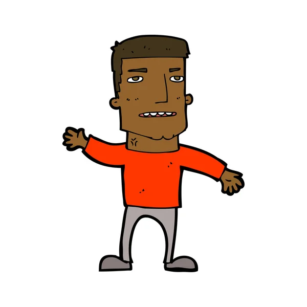 Cartoon zwaaien benadrukt man — Stockvector