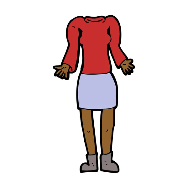 Karikatur weiblicher Körper mit achselzuckenden Schultern (mix and match cart — Stockvektor