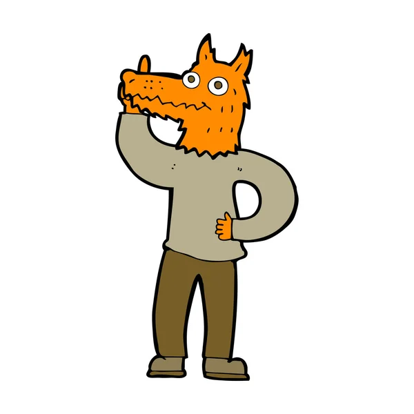 Cartoon fox man with idea — Stock Vector