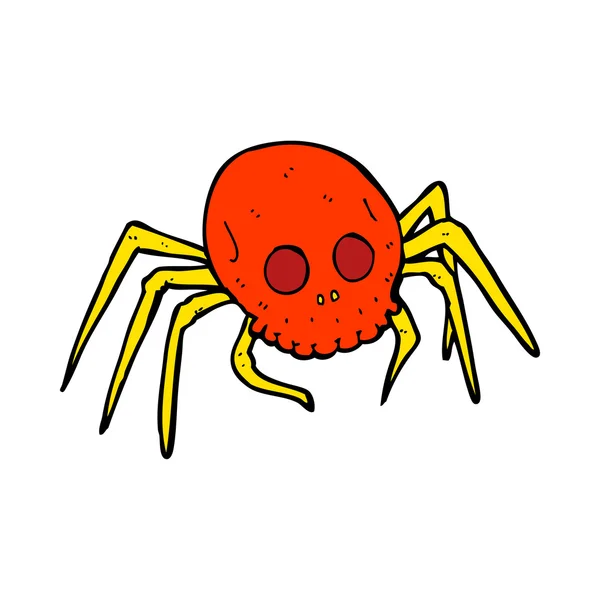 Dessin animé effrayant halloween crâne araignée — Image vectorielle