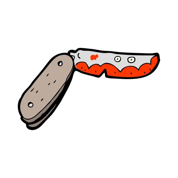 Cuchillo plegable sangriento de dibujos animados — Vector de stock