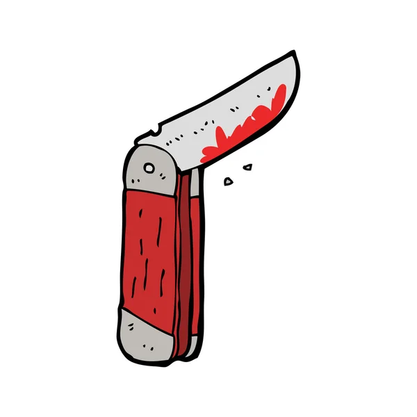 Cartoon bloody folding knife — Stock Vector