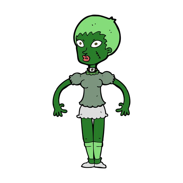 Dessin animé zombie monstre femme — Image vectorielle