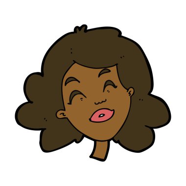 çizgi film mutlu kadın yüzü