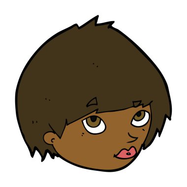 Çizgi film kadın yüzü yukarı bakıyor