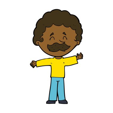 Çizgi filmdeki bıyıklı çocuk.