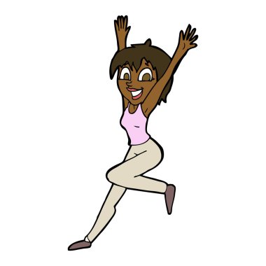 çizgi film heyecanlı kadın