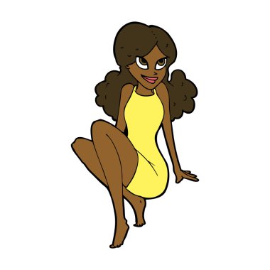 karikatür çekici kadın poz veriyor