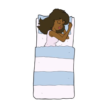 Uyuyan kadın karikatür