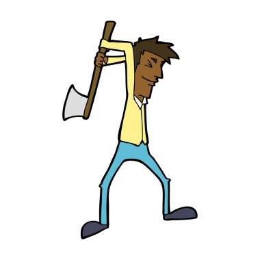 Çizgi filmci balta sallıyor.