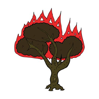 karikatür yanan ağaç