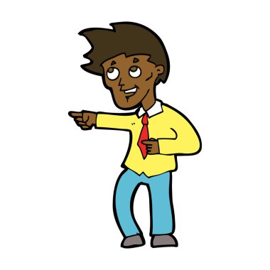 Çizgi roman komik ofis adamı işaret ediyor.