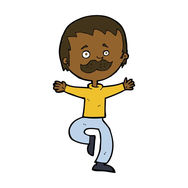 Cartoon dansende man met snor — Stockvector