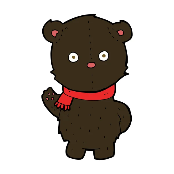 Kreslené mávání černým medvídkem — Stockový vektor