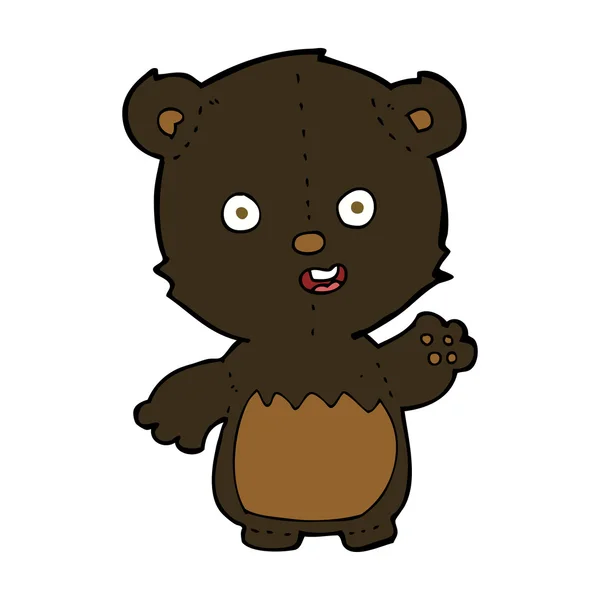 Desenho animado acenando filhote de urso preto — Vetor de Stock