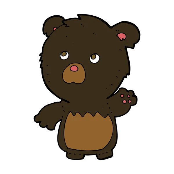 Urso de pelúcia preto desenhos animados — Vetor de Stock