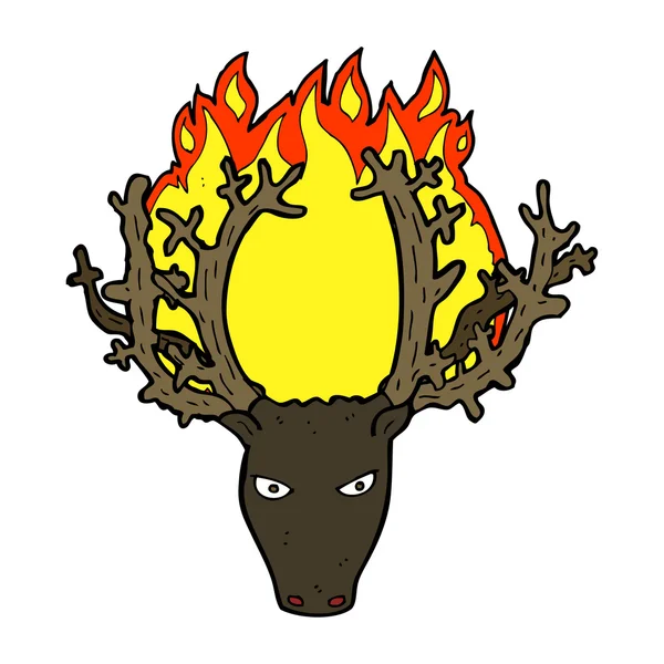 Cartoon stag head fire symbol — Stock Vector