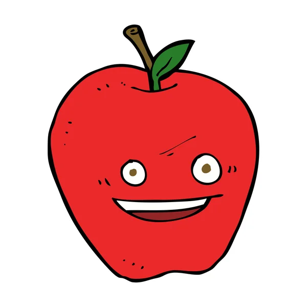 Dessin animé pomme heureuse — Image vectorielle