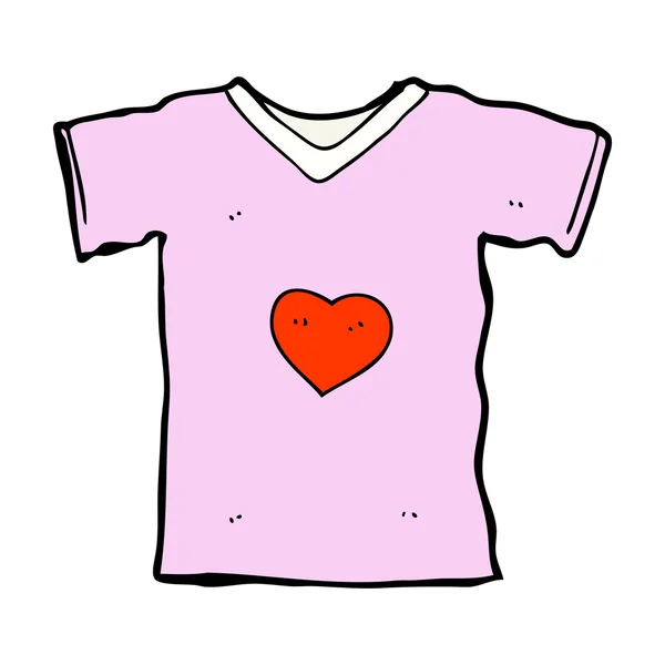 Cartoon t shirt con cuore d'amore — Vettoriale Stock