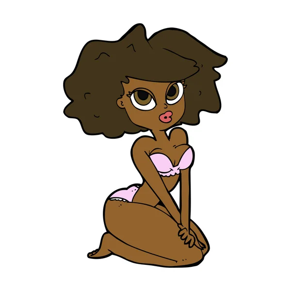 Dessin animé femme portant un bikini — Image vectorielle