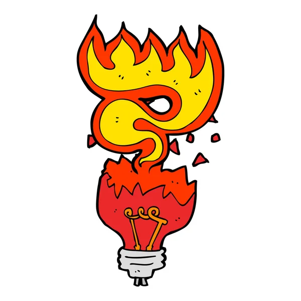 Desenho animado lâmpada de luz vermelha explodindo —  Vetores de Stock