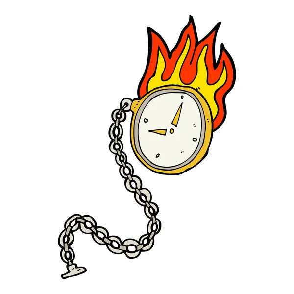 Cartoon flammende Uhr — Stockvektor