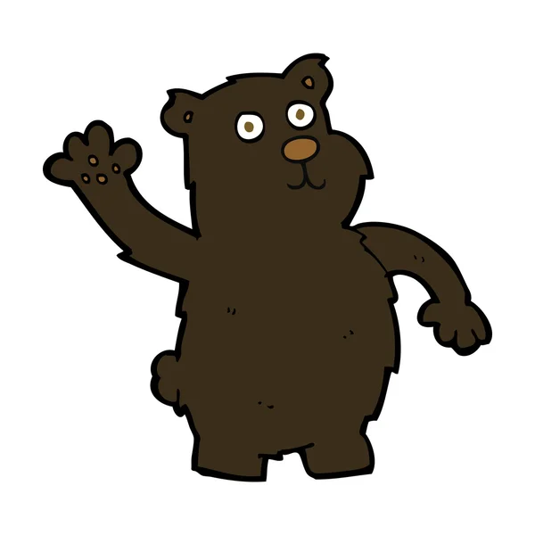 Dibujos animados ondeando oso negro — Archivo Imágenes Vectoriales