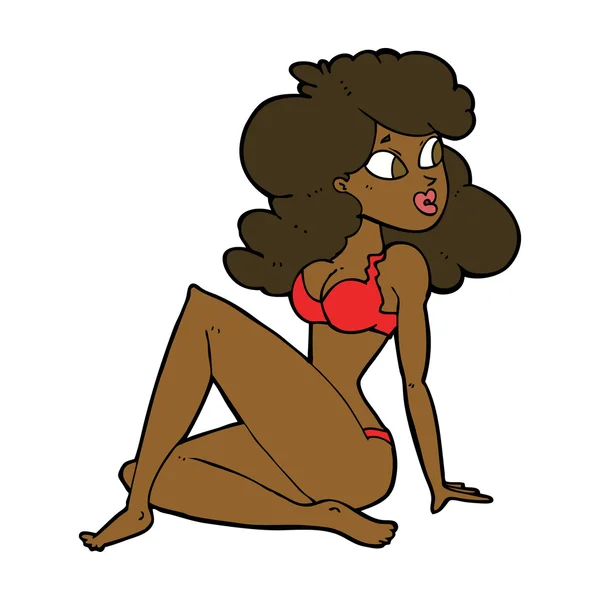 Cartoon sexy vrouw in ondergoed — Stockvector