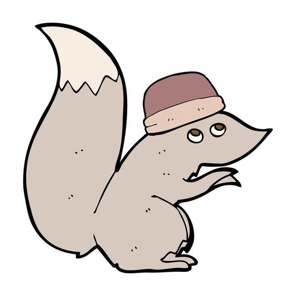 Écureuil dessin animé portant un chapeau — Image vectorielle