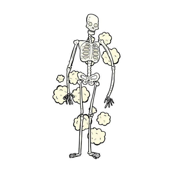Cartone animato vecchio scheletro polveroso — Vettoriale Stock