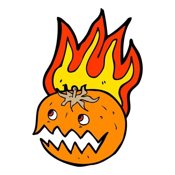 Calabaza llameante de dibujos animados — Vector de stock