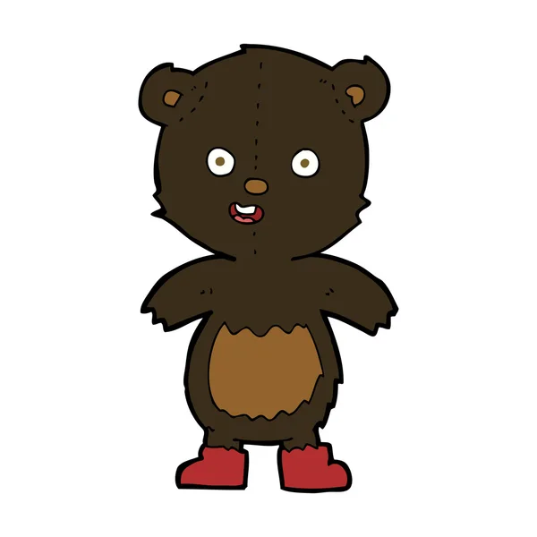 Cartoon happy teddy bear in boots — Stock Vector