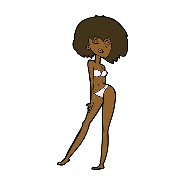 Mujer de dibujos animados en bikini — Vector de stock