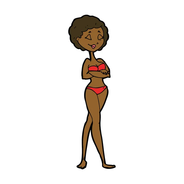 Cartoon-Retro-Frau im Bikini — Stockvektor