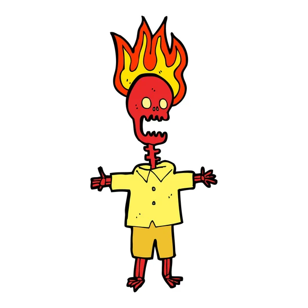 Cartoon flaming skeleton — Stock Vector