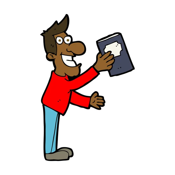 Uomo cartone animato con libro — Vettoriale Stock