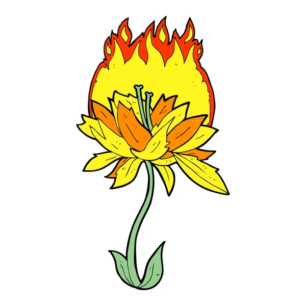 漫画の燃える花 — ストックベクタ