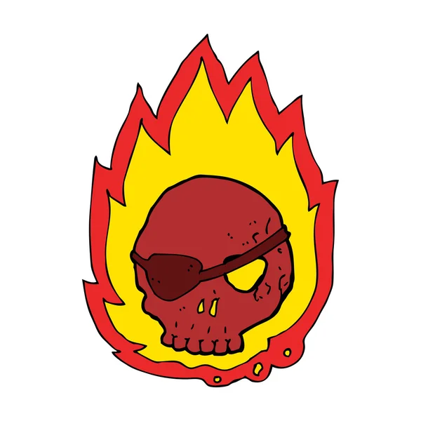 Cartoon burning skull — Stock Vector