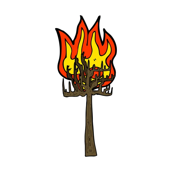 Cartoon tree on fire — Stock Vector