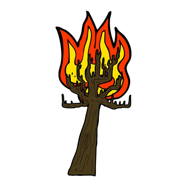 火の上の漫画の木 — ストックベクタ
