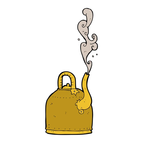 Vieux bouilloire en fer dessin animé — Image vectorielle
