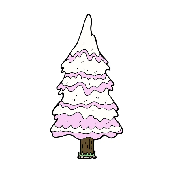 Cartoon pink snowy tree — Stock Vector