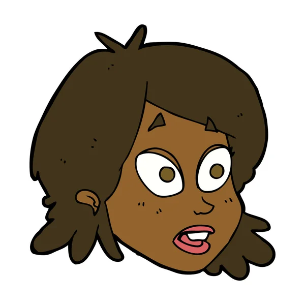 Cartoon weibliches Gesicht mit überraschtem Gesichtsausdruck — Stockvektor
