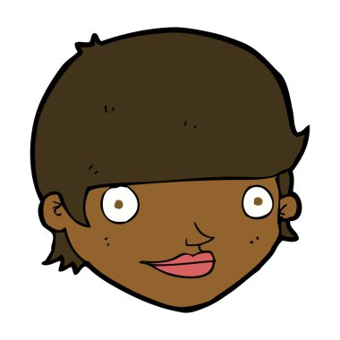 çizgi film mutlu kadın yüzü