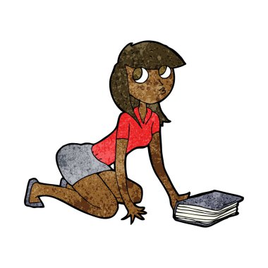 Çizgi filmdeki kız kitabı aldı.