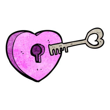 anahtar delikli karikatür kalp