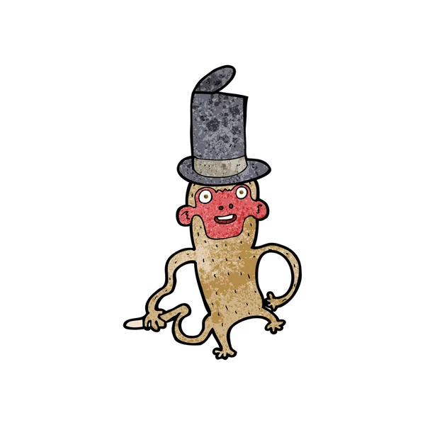 Cartoon monkey wearing top hat — Stock Vector