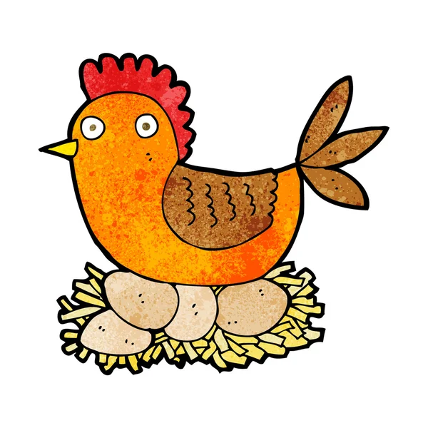 Gallina de dibujos animados en huevos — Archivo Imágenes Vectoriales