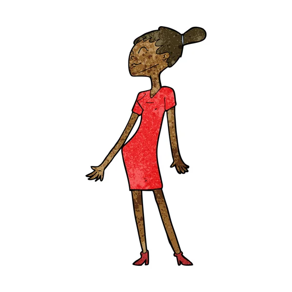 Cartoon woman in dress — Stock Vector
